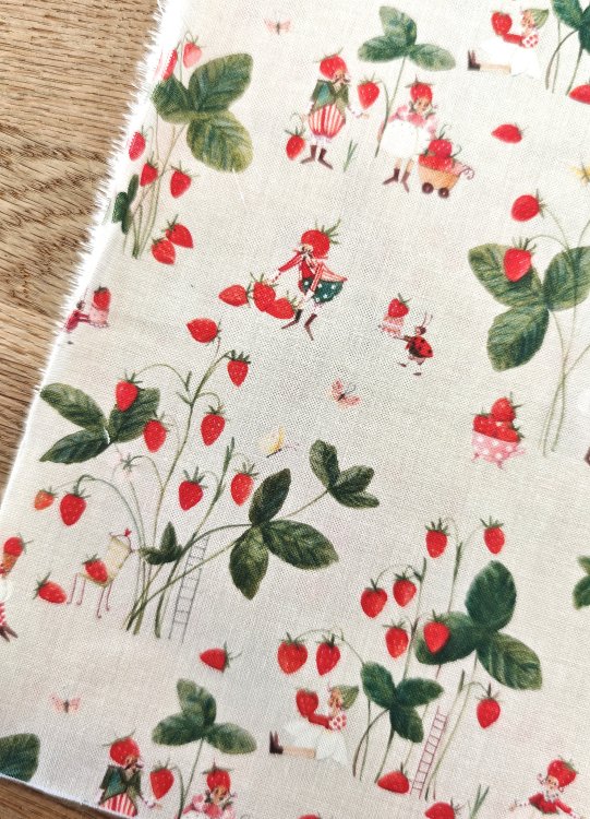 Baumwollstoff - Acufactum - Erbeerernte - 40 x 75 cm